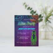 Super Cool Alien Birthday Party Invite Kaart (Staand voorkant)