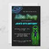 Super Cool Alien Birthday Party Invite Kaart (Voorkant)