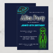 Super Cool Alien Birthday Party Invite Kaart (Voorkant / Achterkant)