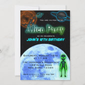 Super Cool Alien Birthday Party Invite Kaart (Voorkant)