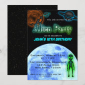 Super Cool Alien Birthday Party Invite Kaart (Voorkant / Achterkant)