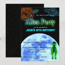 Super Cool Alien Birthday Party Invite