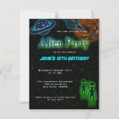 Super Cool Alien Birthday Party Invite Kaart (Voorkant)