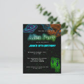 Super Cool Alien Birthday Party Invite Kaart (Staand voorkant)