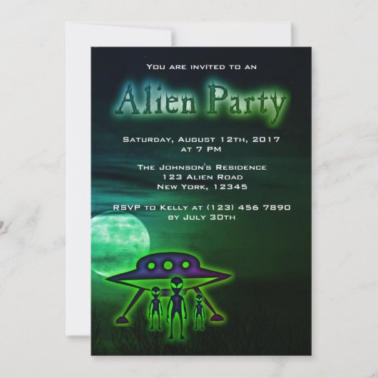 Super Cool Alien Party nodigt uit Kaart (Voorkant)