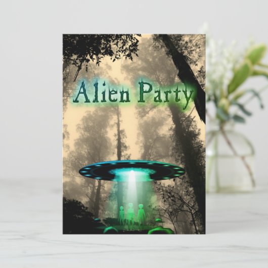Super Cool Alien & UFO Party nodigt uit Kaart (Staand voorkant)