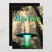 Super Cool Alien & UFO Party nodigt uit Kaart (Voorkant / Achterkant)