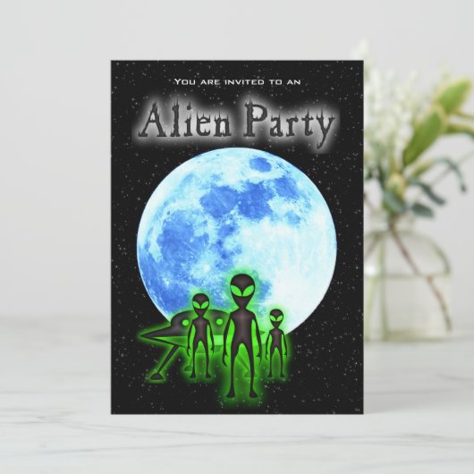 Super Cool Alien & UFO Party nodigt uit Kaart (Staand voorkant)