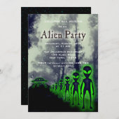 Super Cool Alien & UFO Party nodigt uit Kaart (Voorkant / Achterkant)