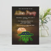 Super Cool Alien & UFO Party nodigt uit Kaart (Staand voorkant)