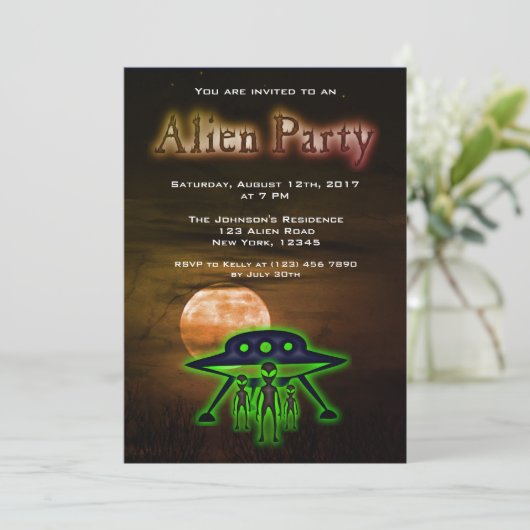 Super Cool Alien & UFO Party nodigt uit Kaart (Staand voorkant)