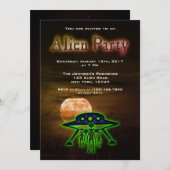 Super Cool Alien & UFO Party nodigt uit Kaart (Voorkant / Achterkant)