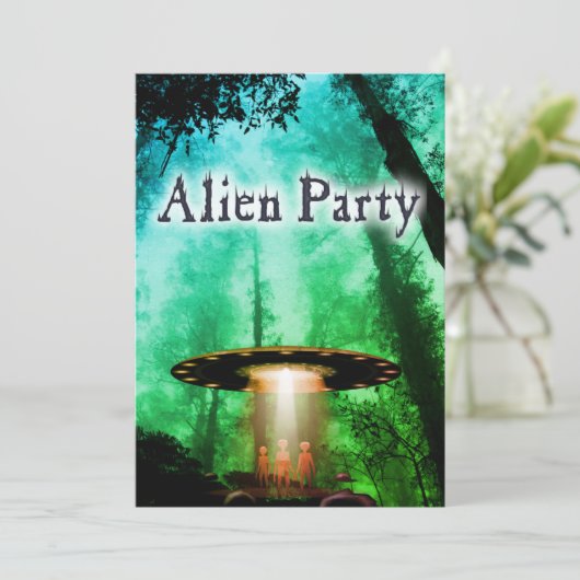 Super Cool Alien & UFO Party nodigt uit Kaart (Staand voorkant)