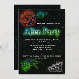 Super Cool Alien & UFO Party nodigt uit Kaart