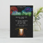 Super Cool Alien & UFO Party Uitnodigen Kaart (Staand voorkant)
