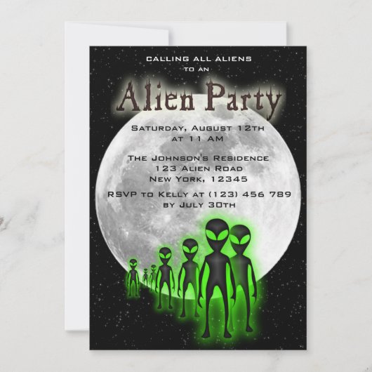 Super Cool Alien & UFO Party Uitnodigen Kaart (Voorkant)