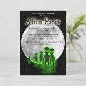 Super Cool Alien & UFO Party Uitnodigen Kaart (Staand voorkant)