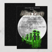 Super Cool Alien & UFO Party Uitnodigen Kaart (Voorkant / Achterkant)