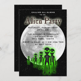 Super Cool Alien & UFO Party Uitnodigen Kaart