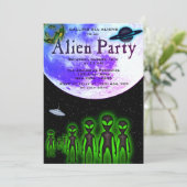 Super Cool Alien & UFO Party Uitnodigen Kaart (Staand voorkant)