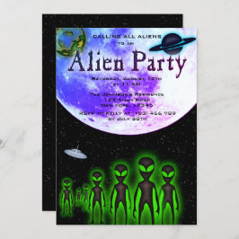 Super Cool Alien & UFO Party Uitnodigen Kaart