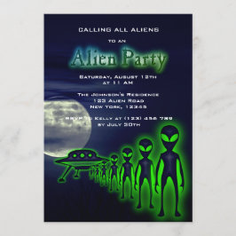 Super Cool Alien & UFO Party Uitnodigen Kaart