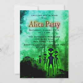 Super Cool Alien & UFO Party Uitnodigen Kaart