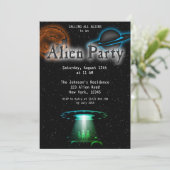 Super Cool Alien & UFO Party Uitnodigen Kaart (Staand voorkant)