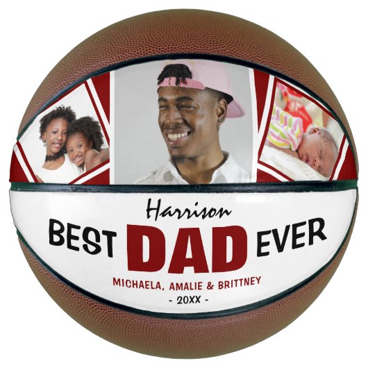 Super Cool 'BEST DAD EVER' Foto en naam Basketbal (Voorkant)