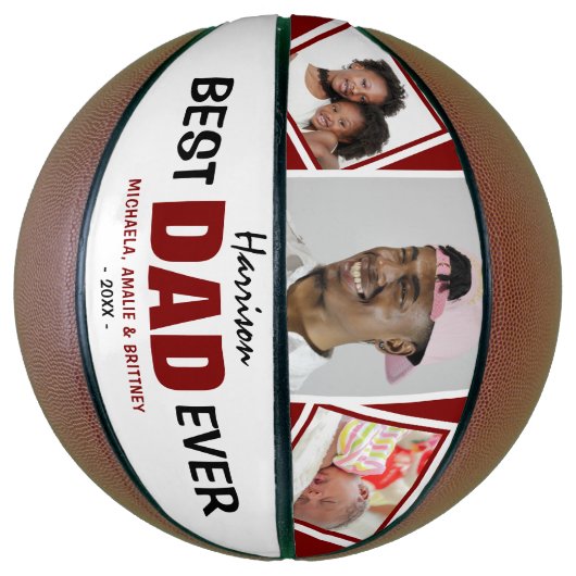 Super Cool 'BEST DAD EVER' Foto en naam Basketbal (Verticaal)