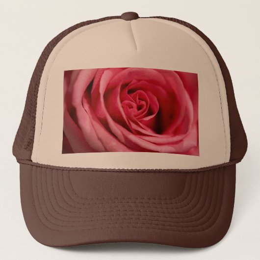 Super Cool Big Pink Rose Custom Gedrukt Tan Brown Trucker Pet (Voorkant)
