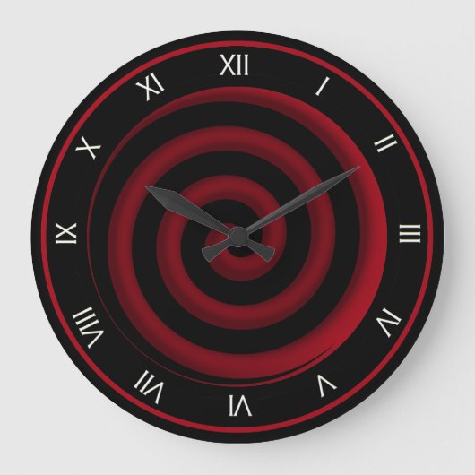 Super Cool Black en Red Spiral Wall Clock Grote Klok (Voorkant)
