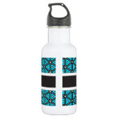 Super Cool Blue Abstract met naam Waterfles (Achterkant)