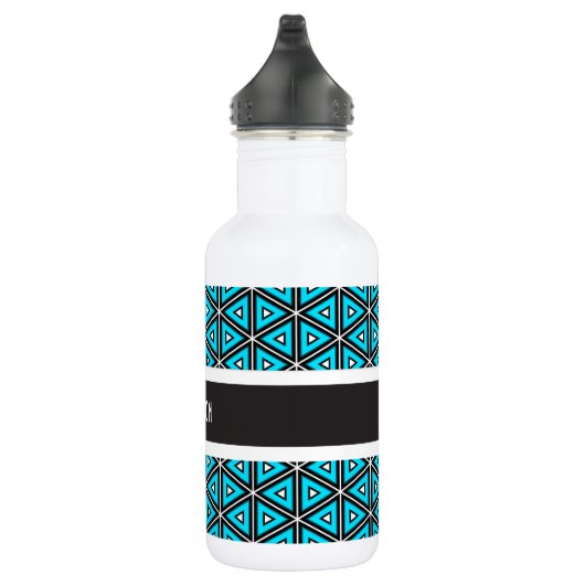 Super Cool Blue Abstract met naam Waterfles (Rechts)