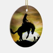 Super Cool Bucking Horse Cowboy Keramisch Ornament (Rechts)