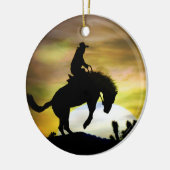 Super Cool Bucking Horse Cowboy Keramisch Ornament (Links)
