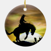 Super Cool Bucking Horse Cowboy Keramisch Ornament (Achterkant)