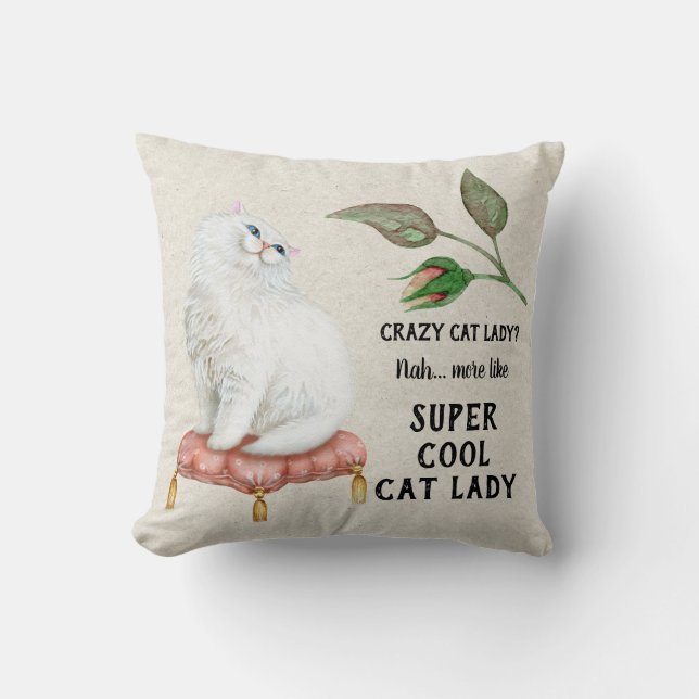 Super Cool Cat Lady Hip Typografie Persian Cat Kussen (Voorkant)