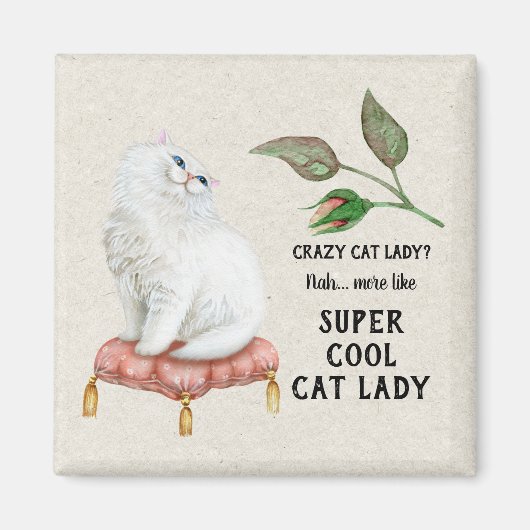 Super Cool Cat Lady Hip Typografie Persian Cat Magneet (Voorkant)