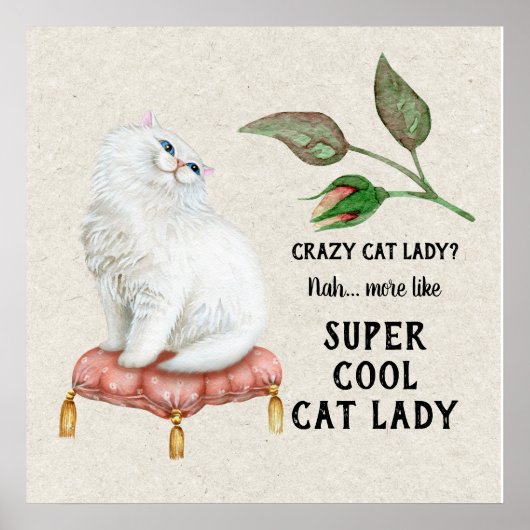 Super Cool Cat Lady Hip Typography Persian Cat Poster (Voorkant)