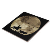 Super Cool Cowboy and Steers in Full Moon Tegeltje (Zijkant)