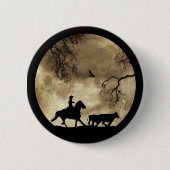 Super Cool Cowboy en vee met maan Ronde Button 5,7 Cm (Voorkant)