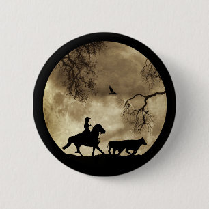 Super Cool Cowboy en vee met maan Ronde Button 5,7 Cm