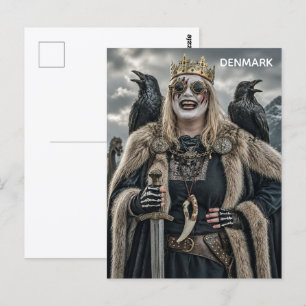 Super Cool Denemarken Vrouw Viking Ansichtkaart! Briefkaart