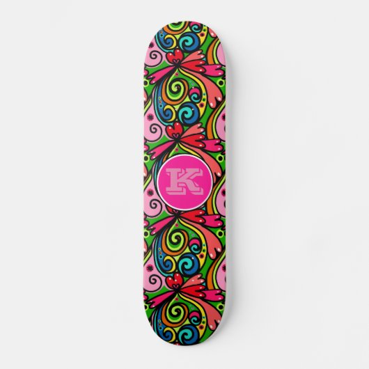 Super Cool Girly Graffiti met monogram Persoonlijk Skateboard (Voorkant)