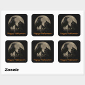 Super Cool Gothic Raven en Cats Halloween Vierkante Sticker (Vel)