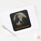Super Cool Gothic Raven en Cats Halloween Vierkante Sticker (Envelop)