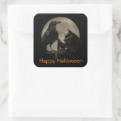 Super Cool Gothic Raven en Cats Halloween Vierkante Sticker (Tas)