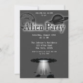Super Cool Gray Alien & UFO Party nodigt uit Kaart (Voorkant)