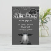 Super Cool Gray Alien & UFO Party nodigt uit Kaart (Staand voorkant)